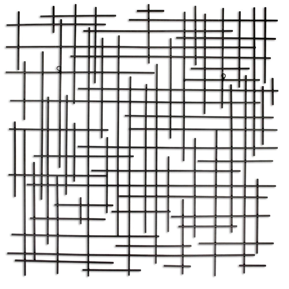 38" X 38" Black Geometric Metal Hanging Dimensional Sculpture