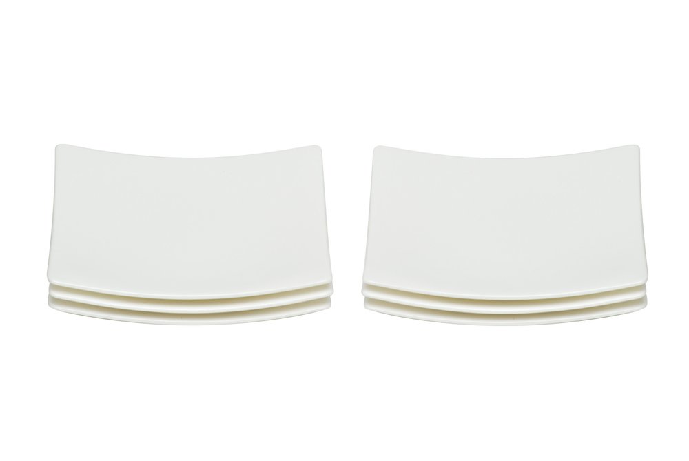 White Six Piece Square Bone China Service For Six Bread and Butter Set
