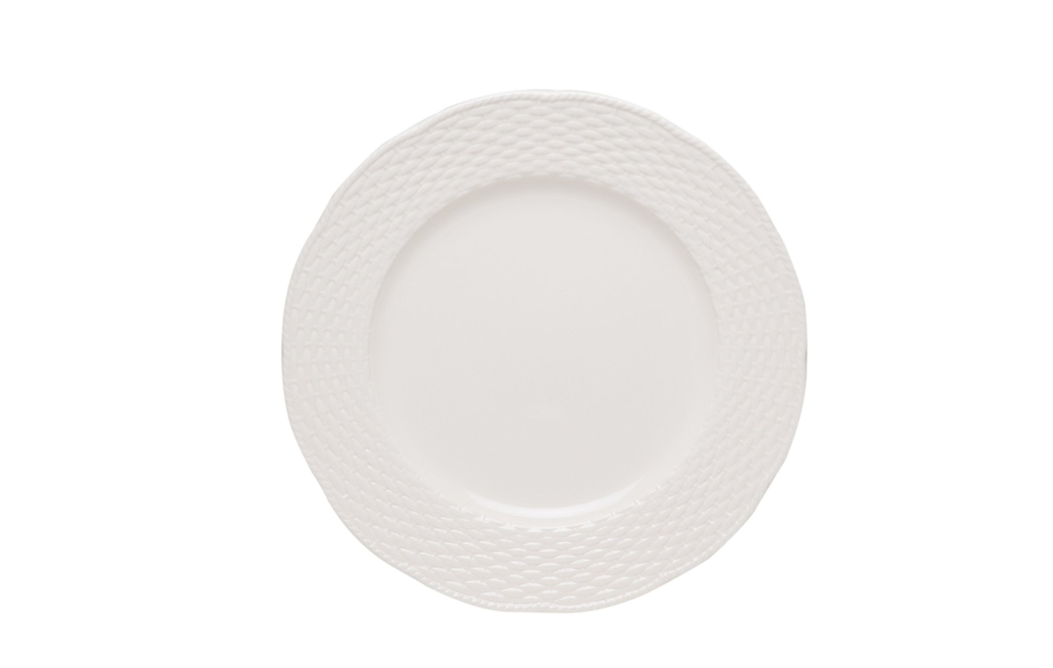 White Four Piece Round Weave Stoneware Service For Four Salad Plate Set