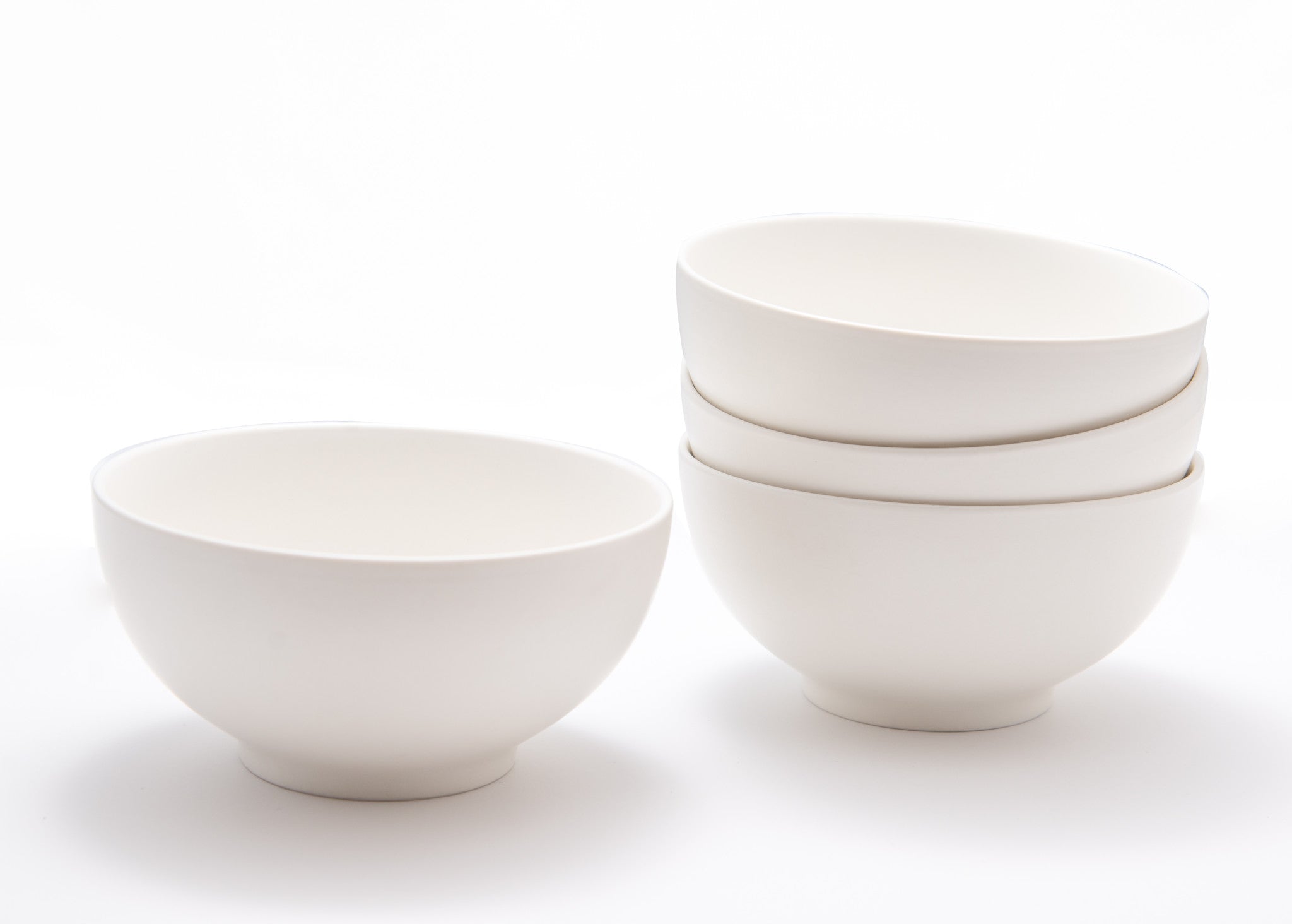 White Four Piece Porcelain Service For Four Bowl Set