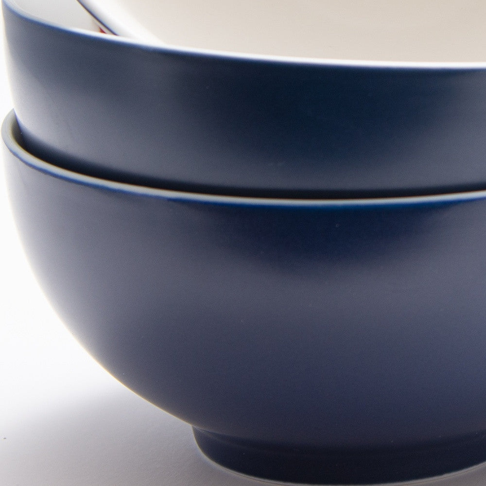 Blue and White Four Piece Porcelain Service For Four Bowl Set