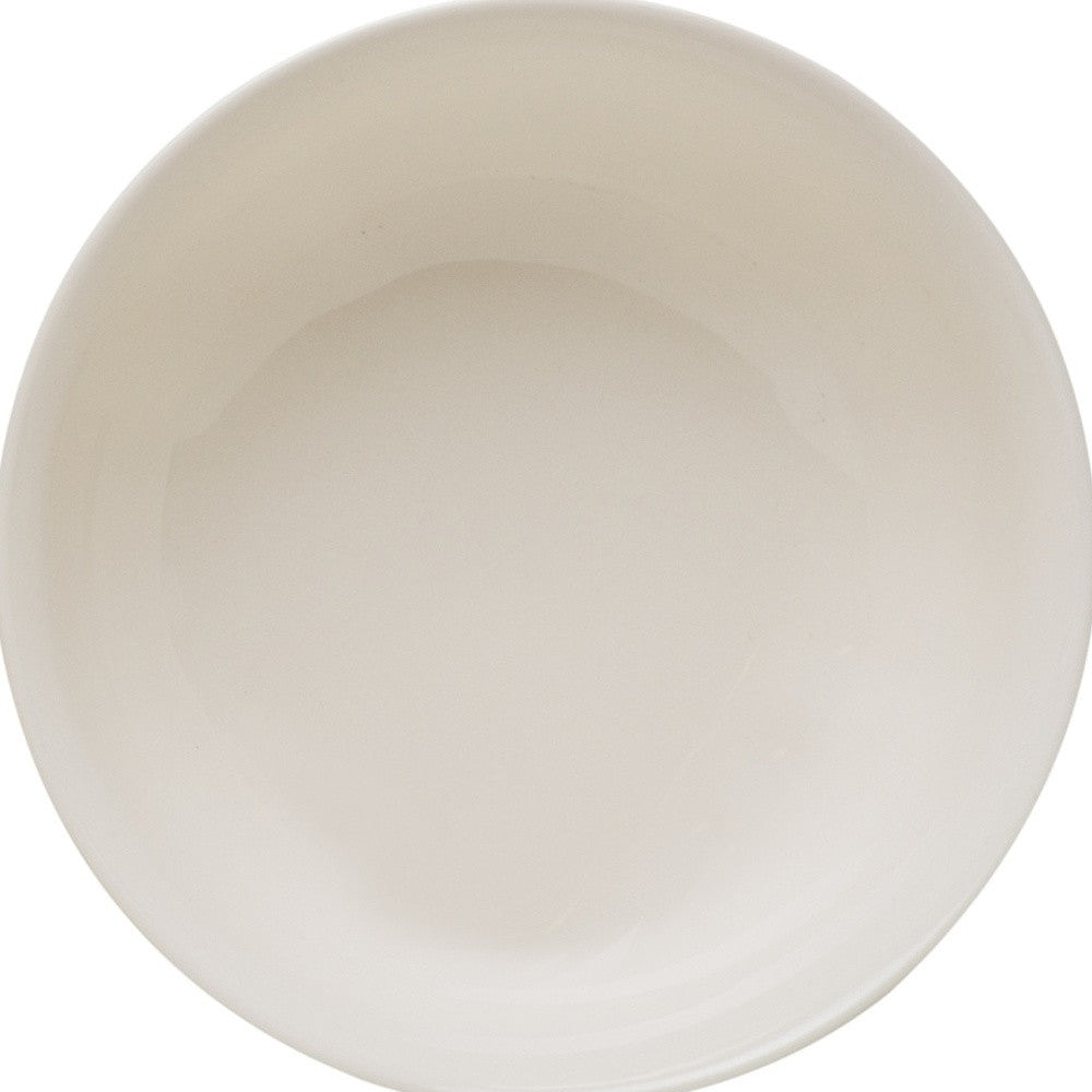 White Four Piece Round Scallop Stoneware Service For Four Bowl Set