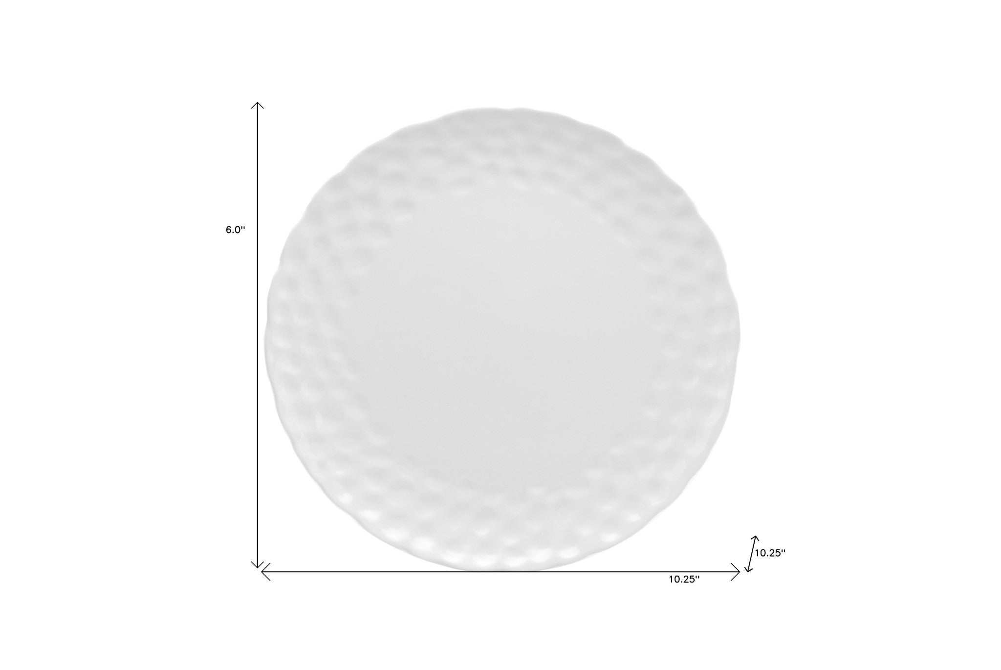 White Six Piece Round Pebbled Porcelain Service For Six Dinner Plate Set