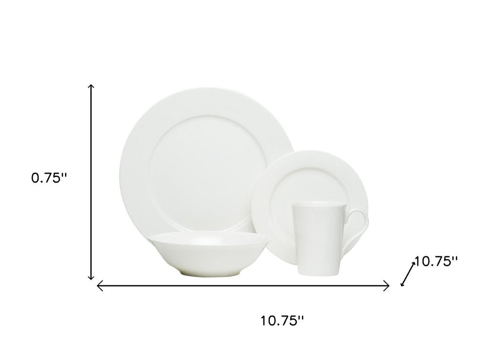 White Sixteen Piece Round Bone China Service For Four Dinnerware Set