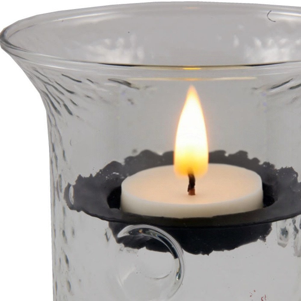 4" Clear Glass Tabletop Hurricane Candle Holder With Candle