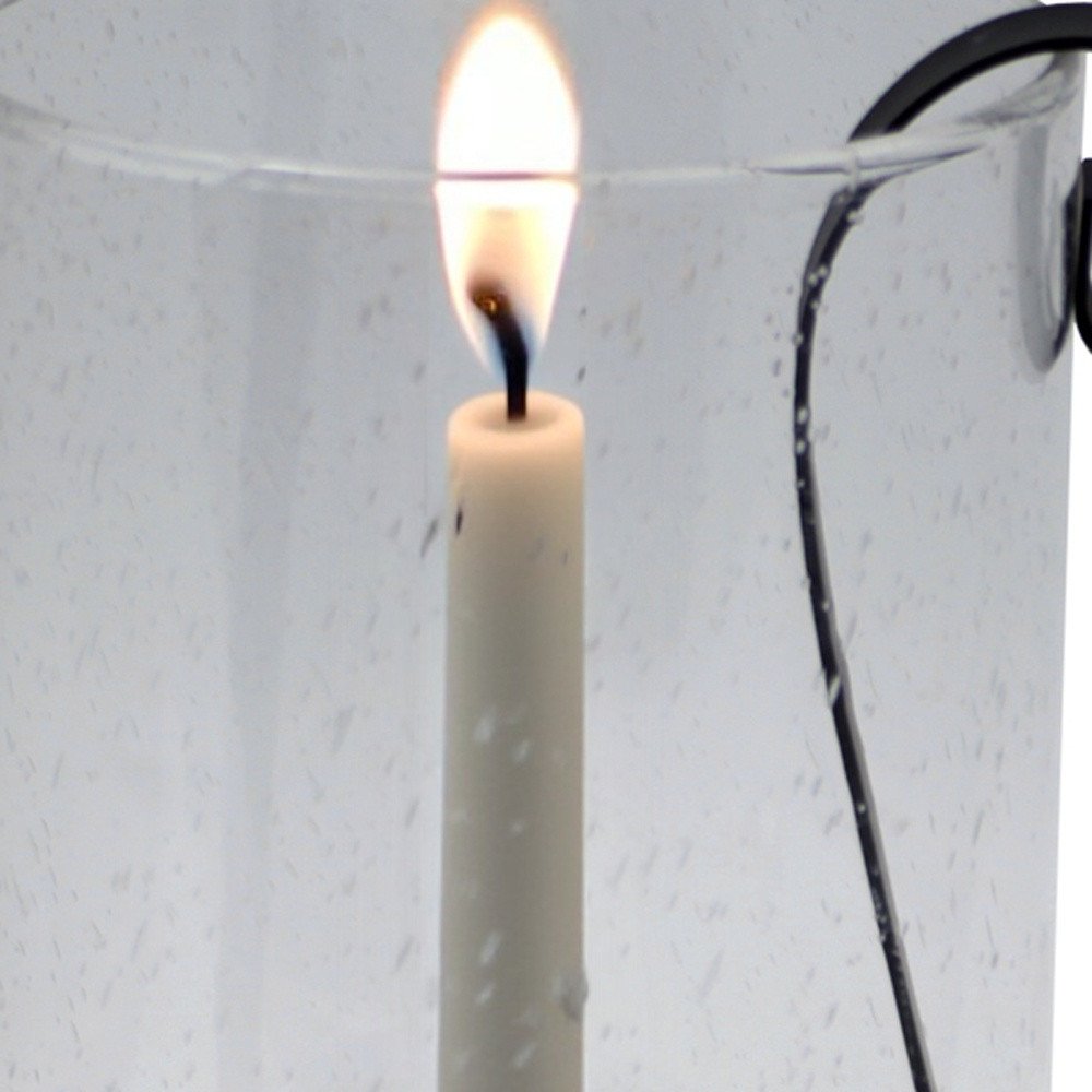 12" Light Gray Glass Centerpiece Taper Candle Holder With Candle