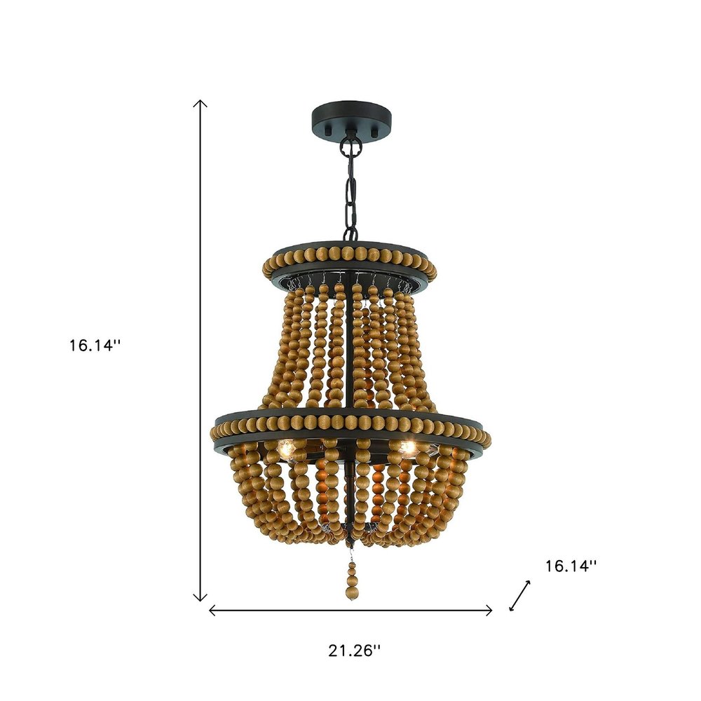 Brown And Black Candle Style Three Light Metal Dimmable Chandelier