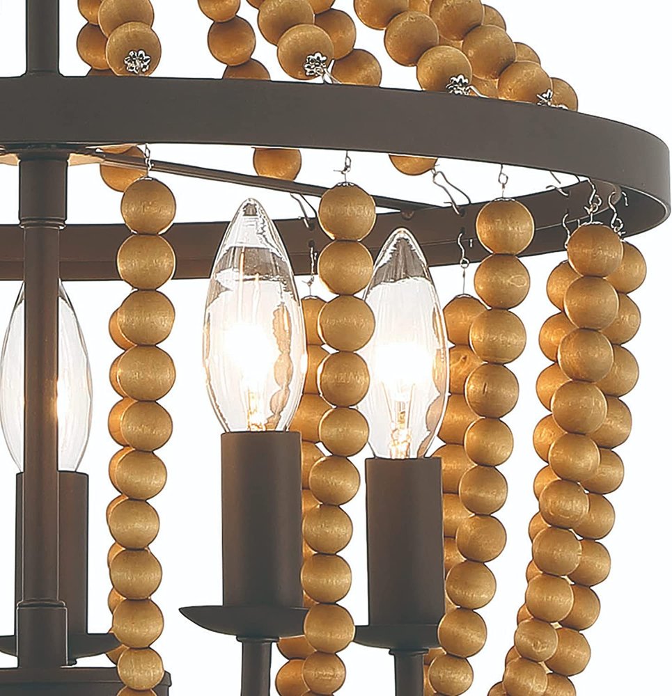 Brown And Black Candle Style Five Light Metal Dimmable Chandelier