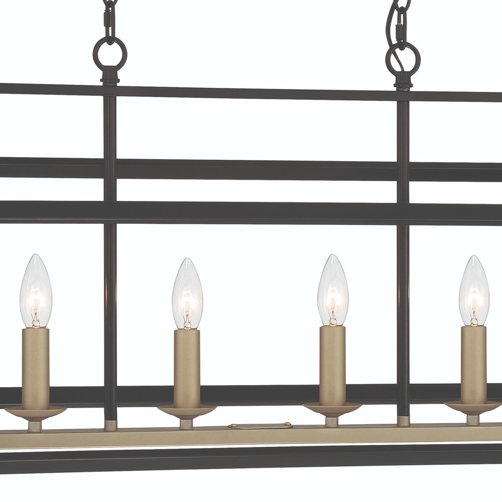 Black And Gold Kitchen Island Six Light Metal Dimmable Chandelier