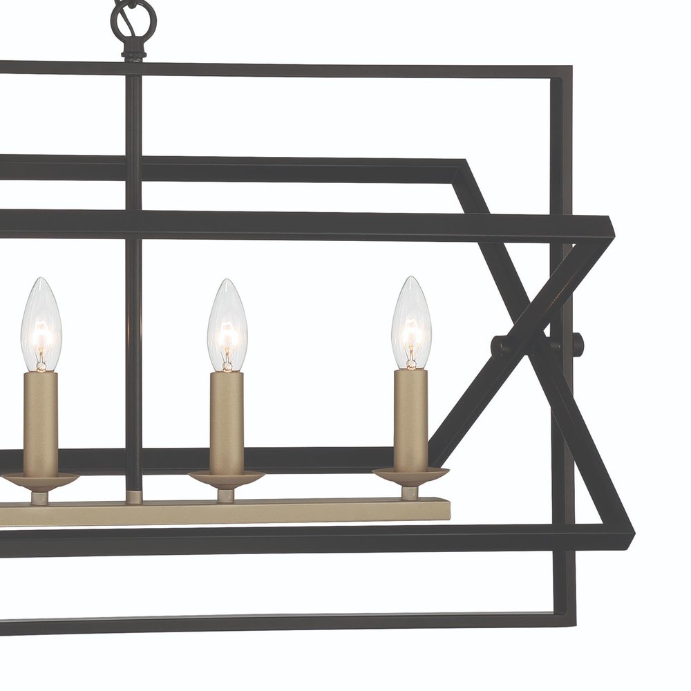 Black And Gold Kitchen Island Six Light Metal Dimmable Chandelier