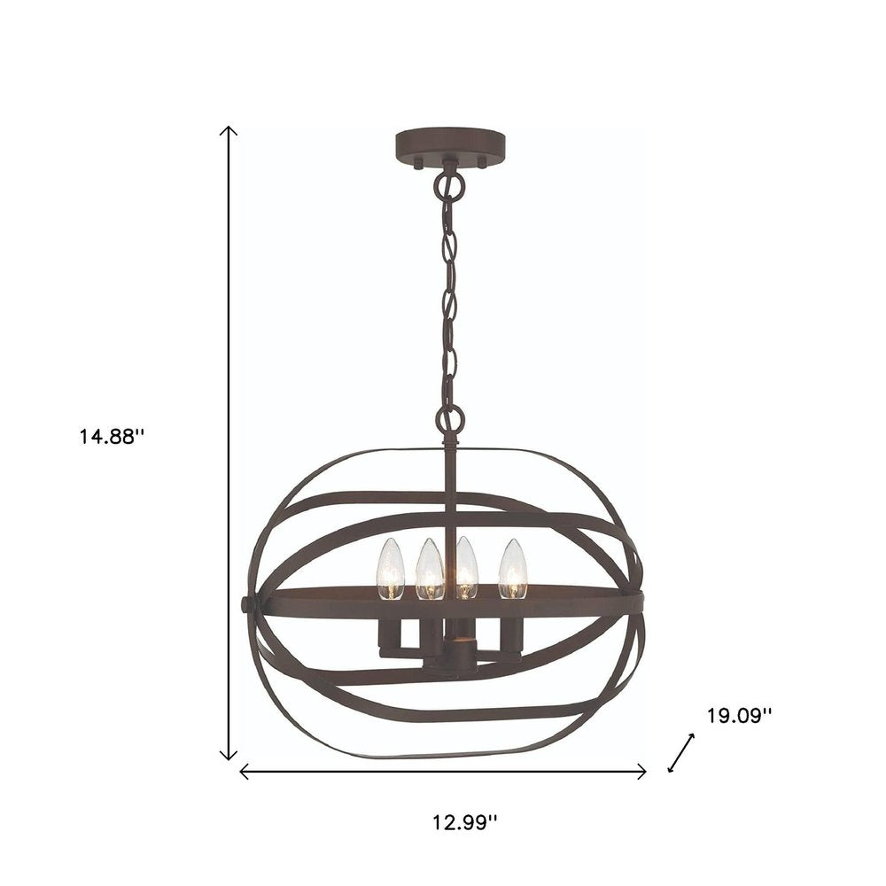 Bronze Candle Style Four Light Metal Dimmable Chandelier