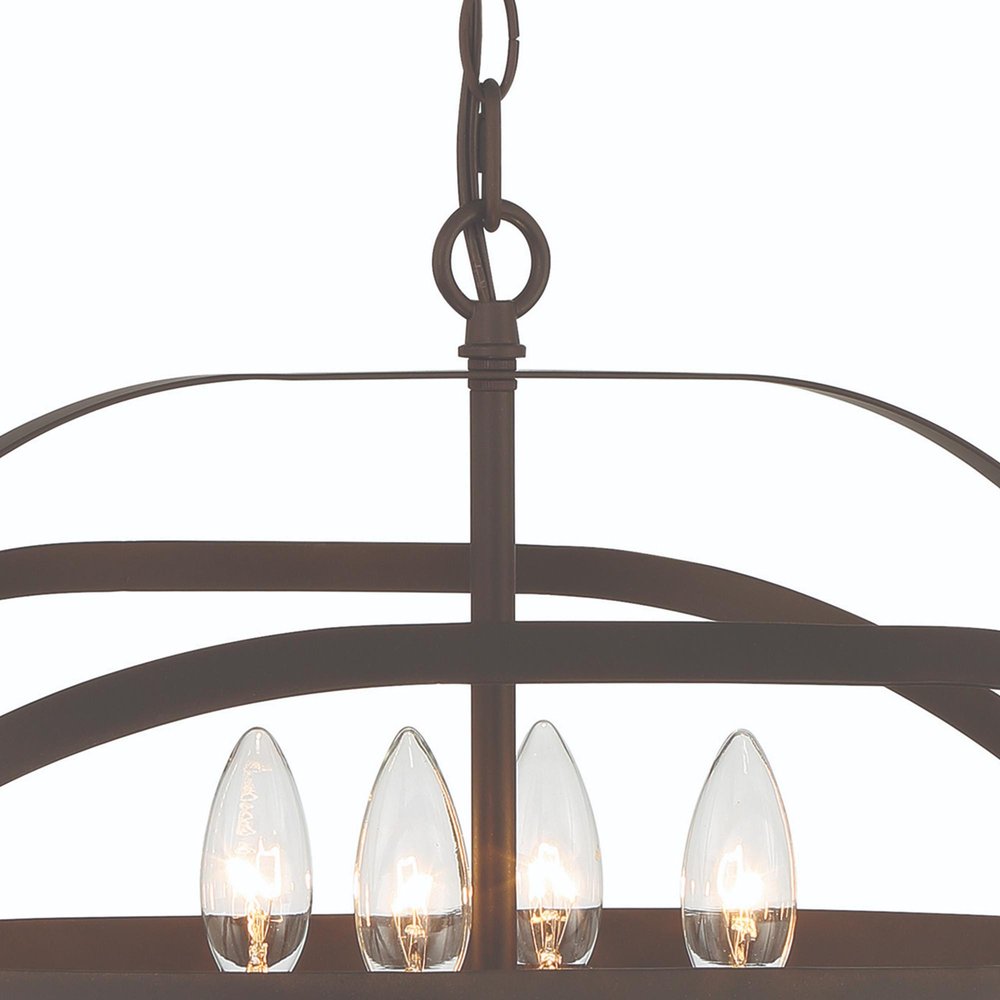 Bronze Candle Style Four Light Metal Dimmable Chandelier