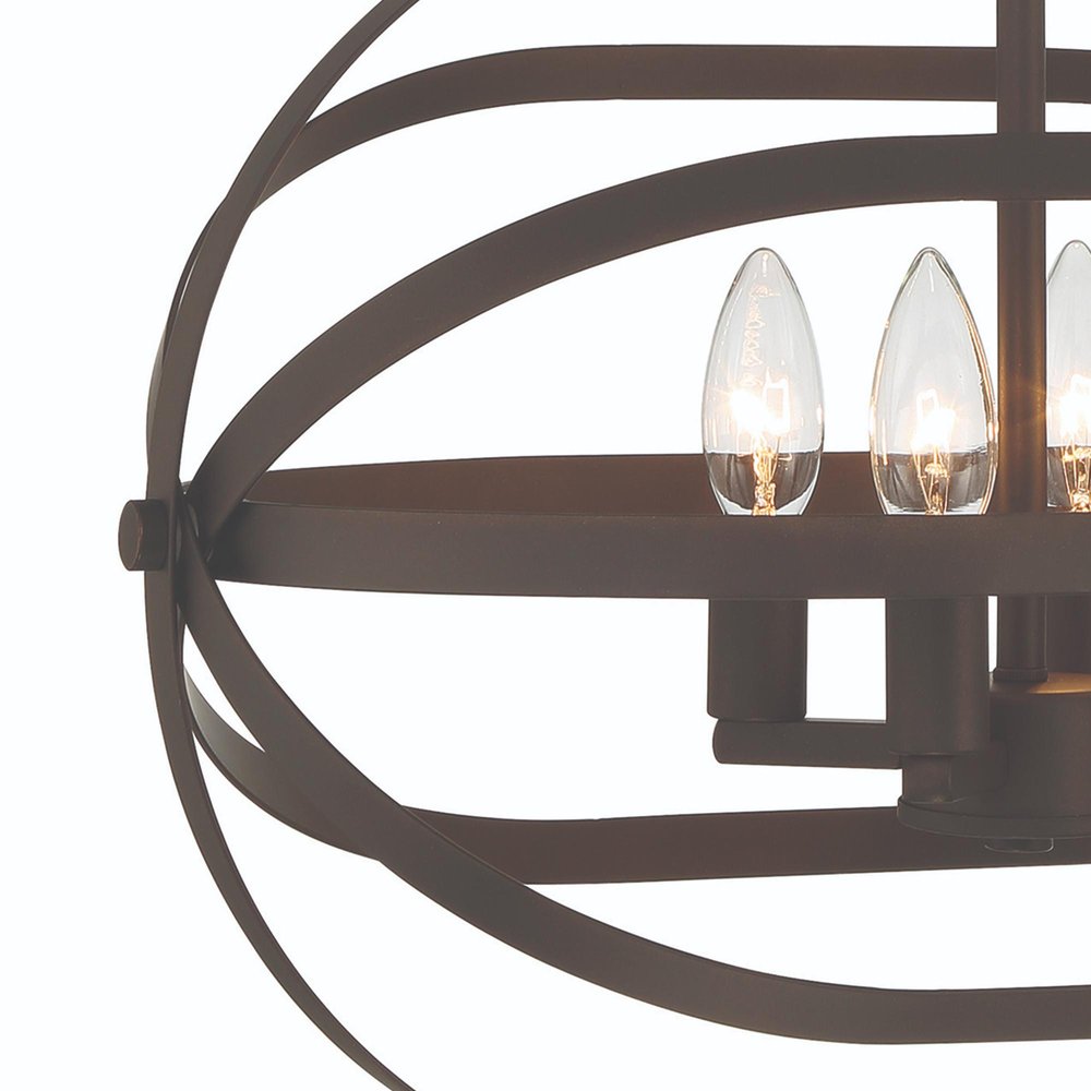 Bronze Candle Style Four Light Metal Dimmable Chandelier