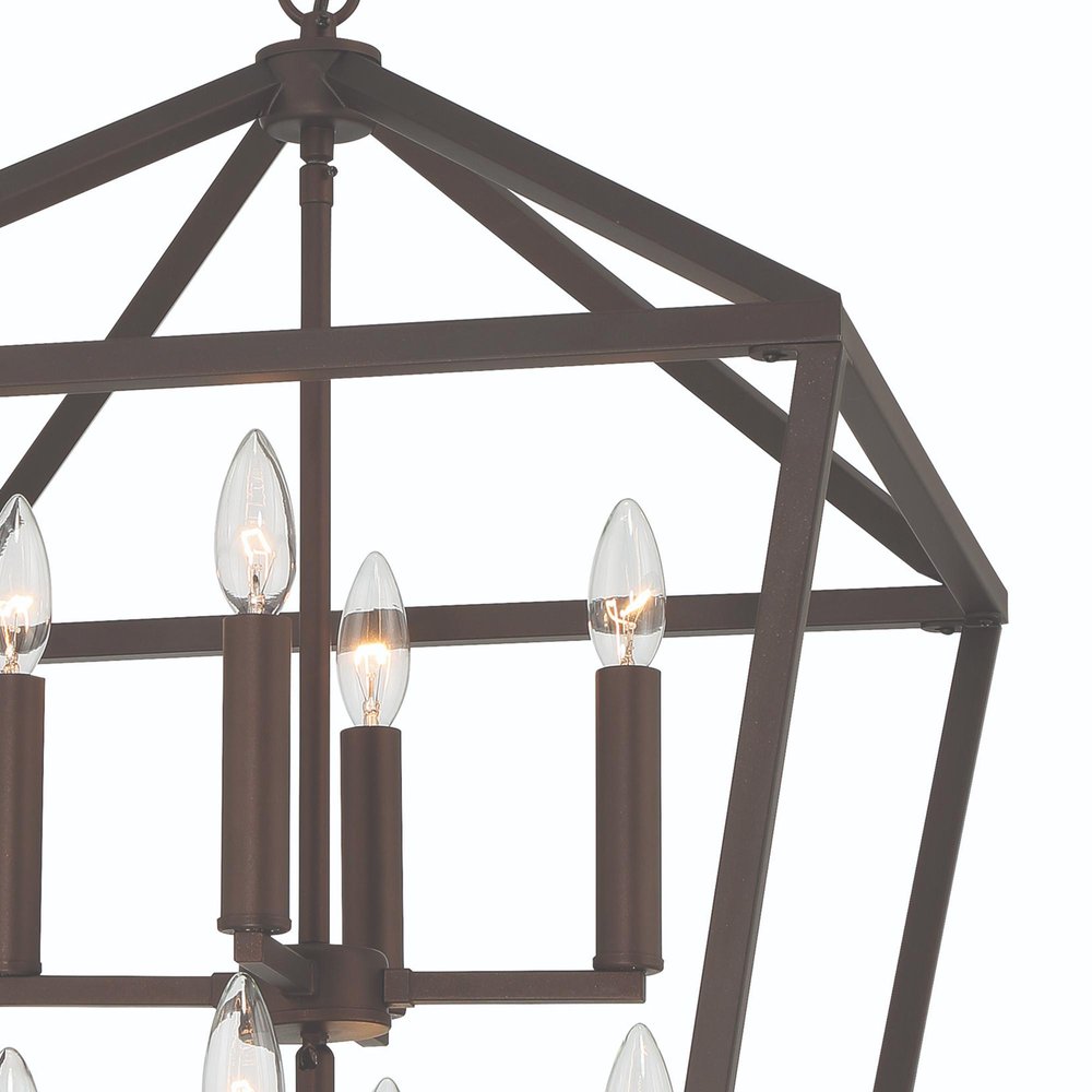 Bronze Candle Style Eight Light Metal Dimmable Chandelier