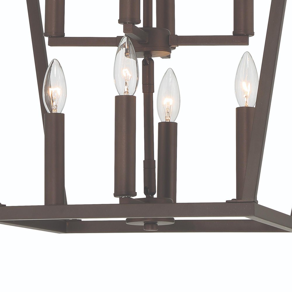 Bronze Candle Style Eight Light Metal Dimmable Chandelier