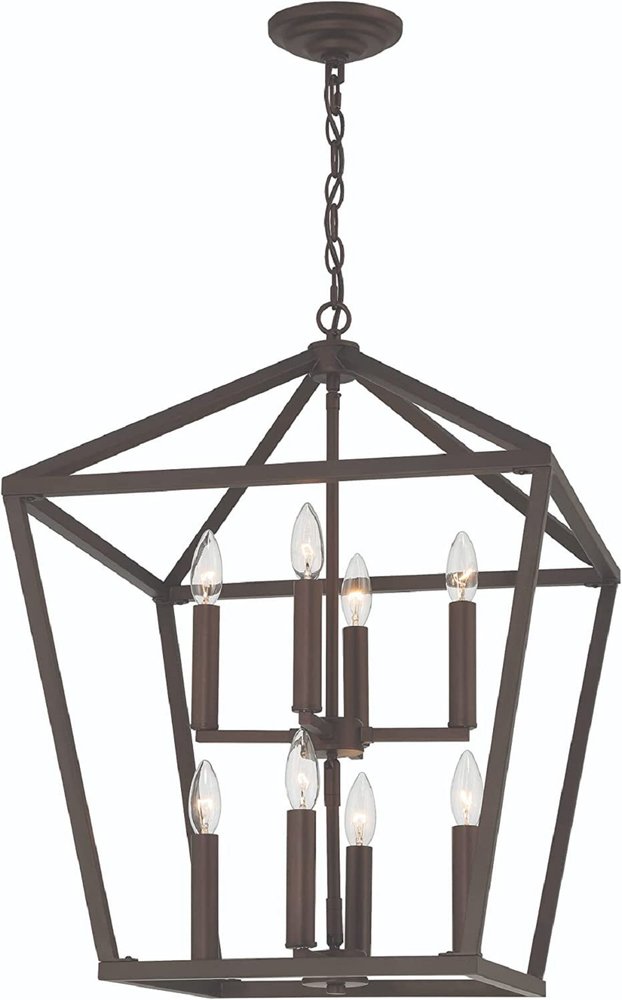 Bronze Candle Style Eight Light Metal Dimmable Chandelier