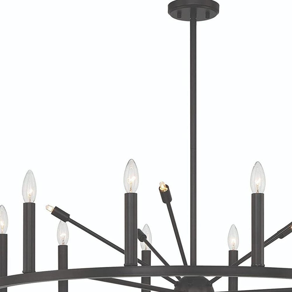 Black Candle Style Multi Light Metal Dimmable Chandelier