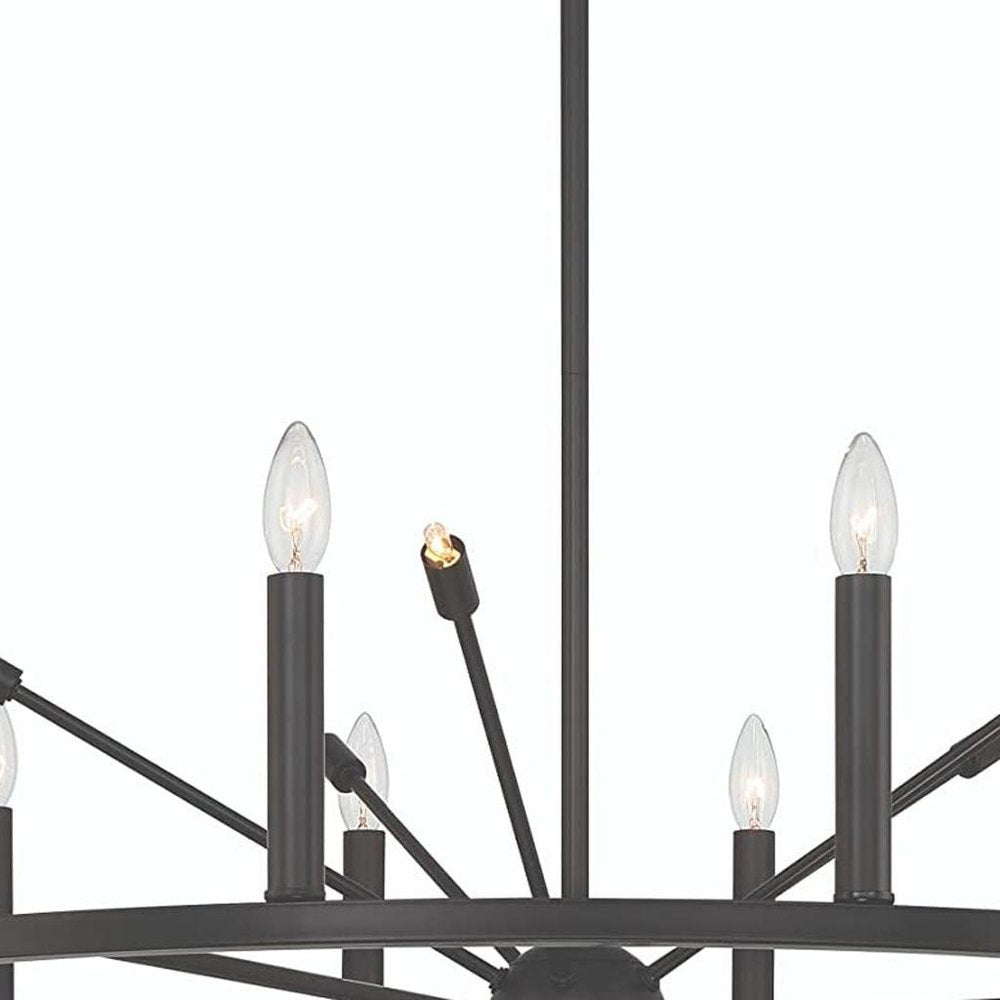Black Candle Style Multi Light Metal Dimmable Chandelier