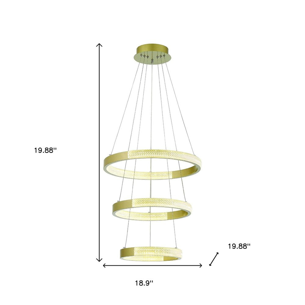 Gold Candle Style Three Light Metal LED Dimmable Chandelier
