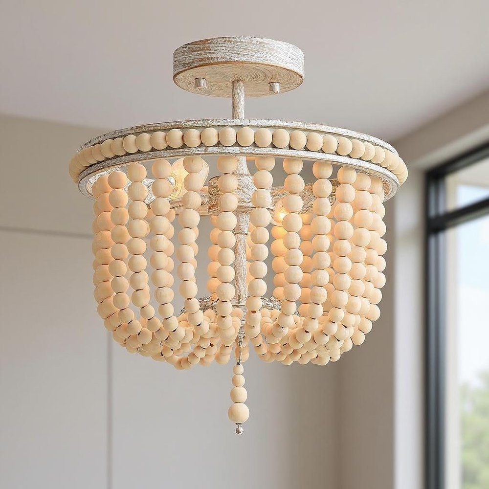 Gold And White Unique Statement Two Light Metal Dimmable Flush Chandelier