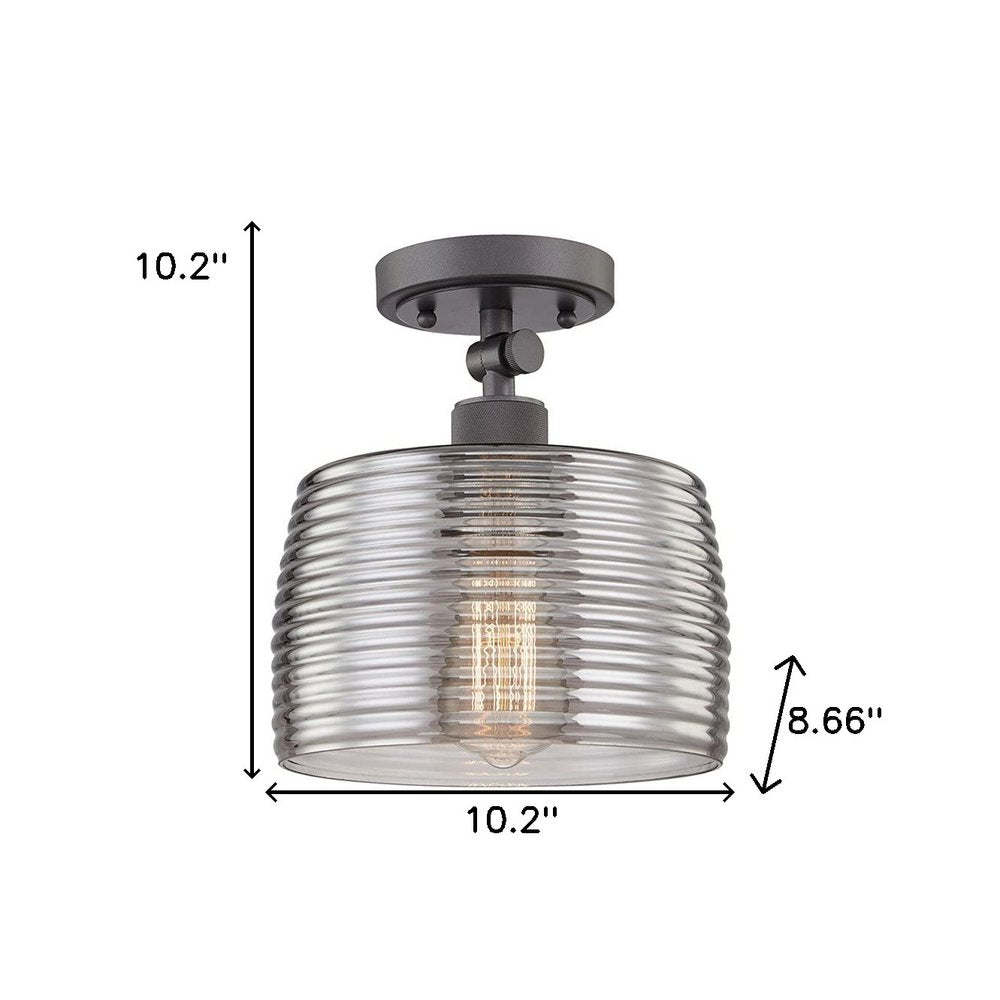 Black Shaded Metal Dimmable Flush Chandelier With Clear Shades