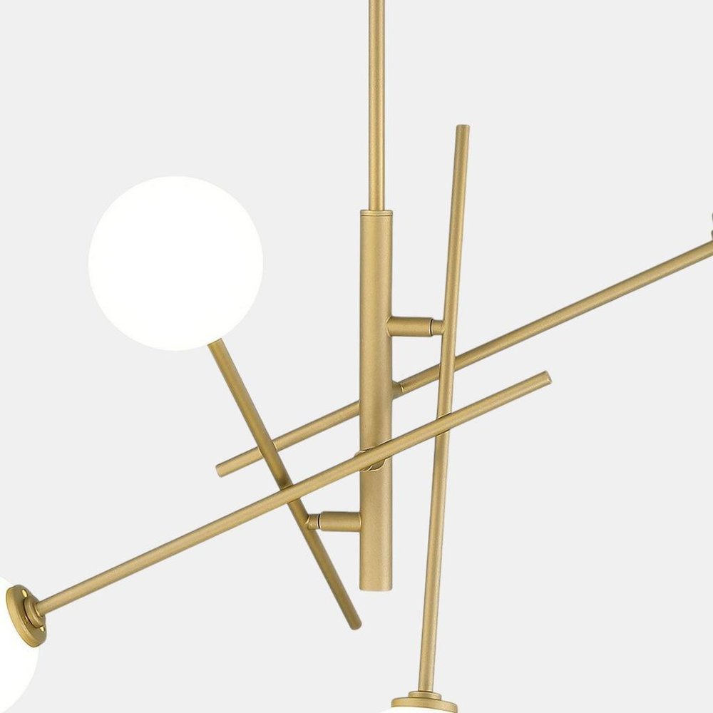 Brass Candle Style Four Light Metal Dimmable Chandelier With White Shades