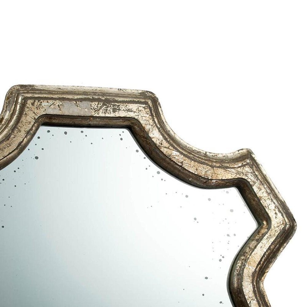 24" Silver Solid Wood Abstract Framed Accent Mirror