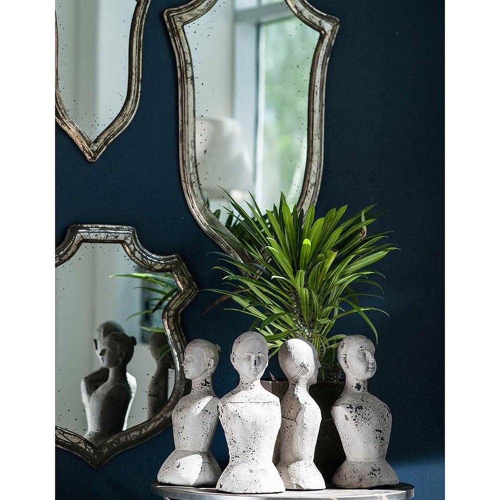 24" Silver Solid Wood Abstract Framed Accent Mirror
