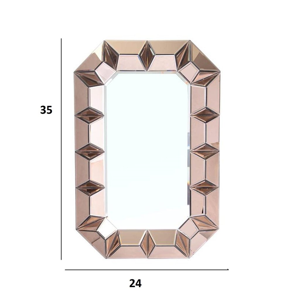 35" Rose Gold Glass Framed Accent Mirror