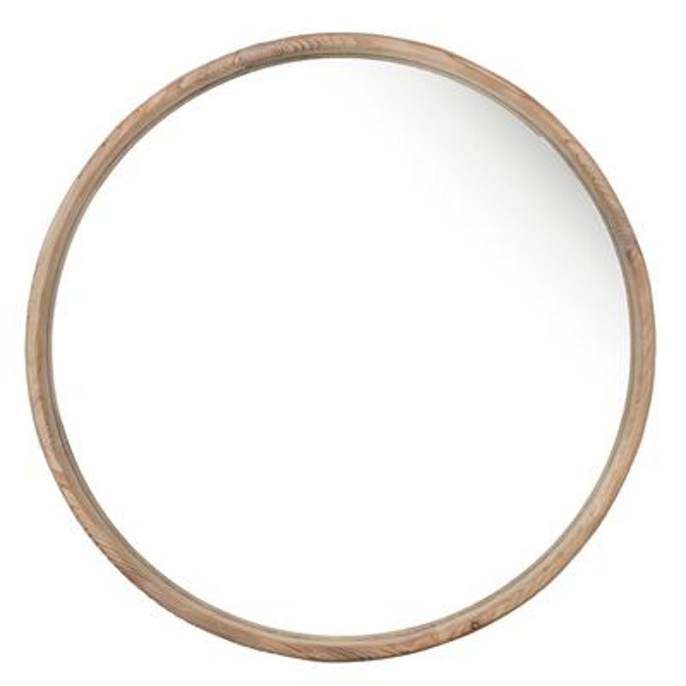 28" Brown Solid Wood Round Framed Accent Mirror