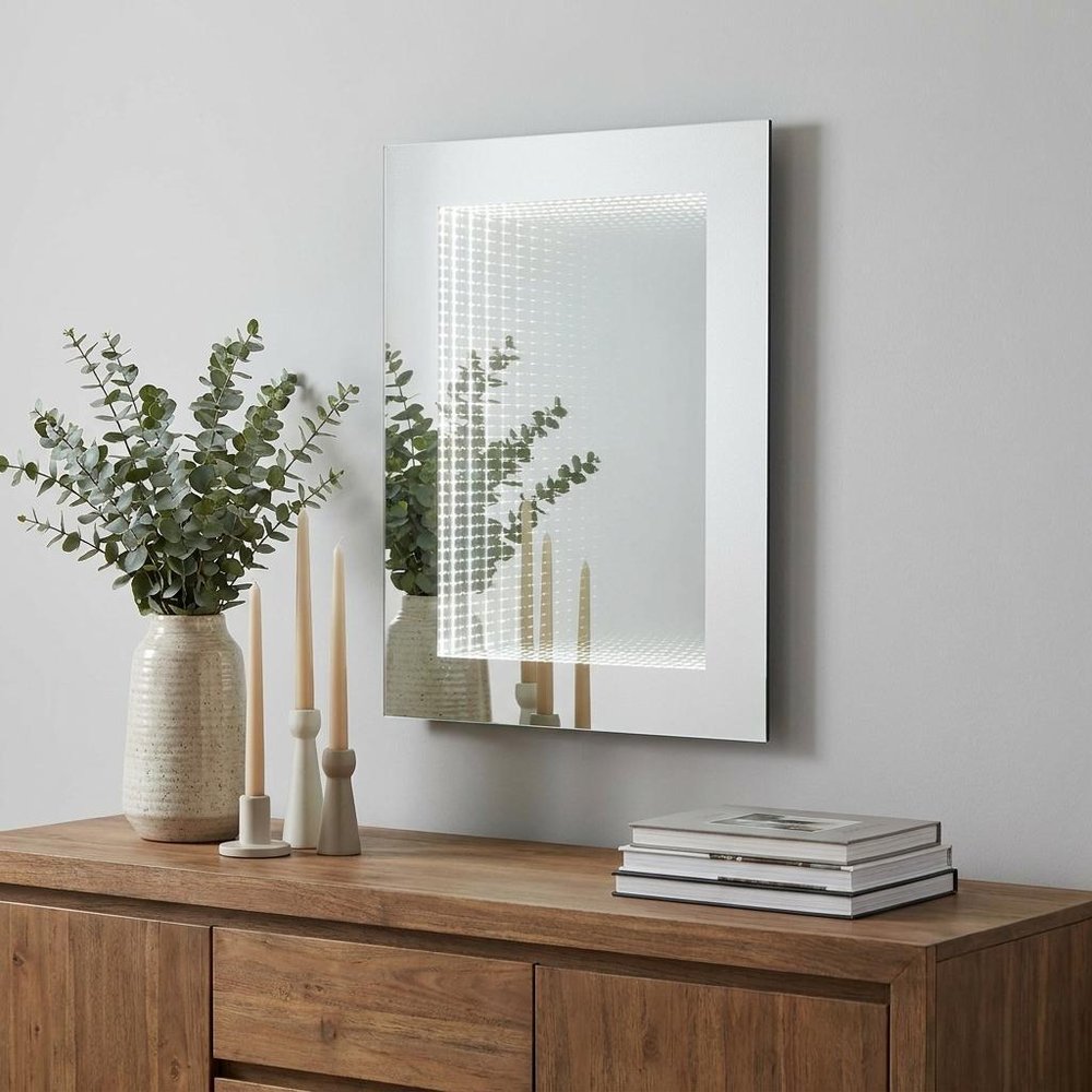 32" Silver Lighted Frame Accent Mirror