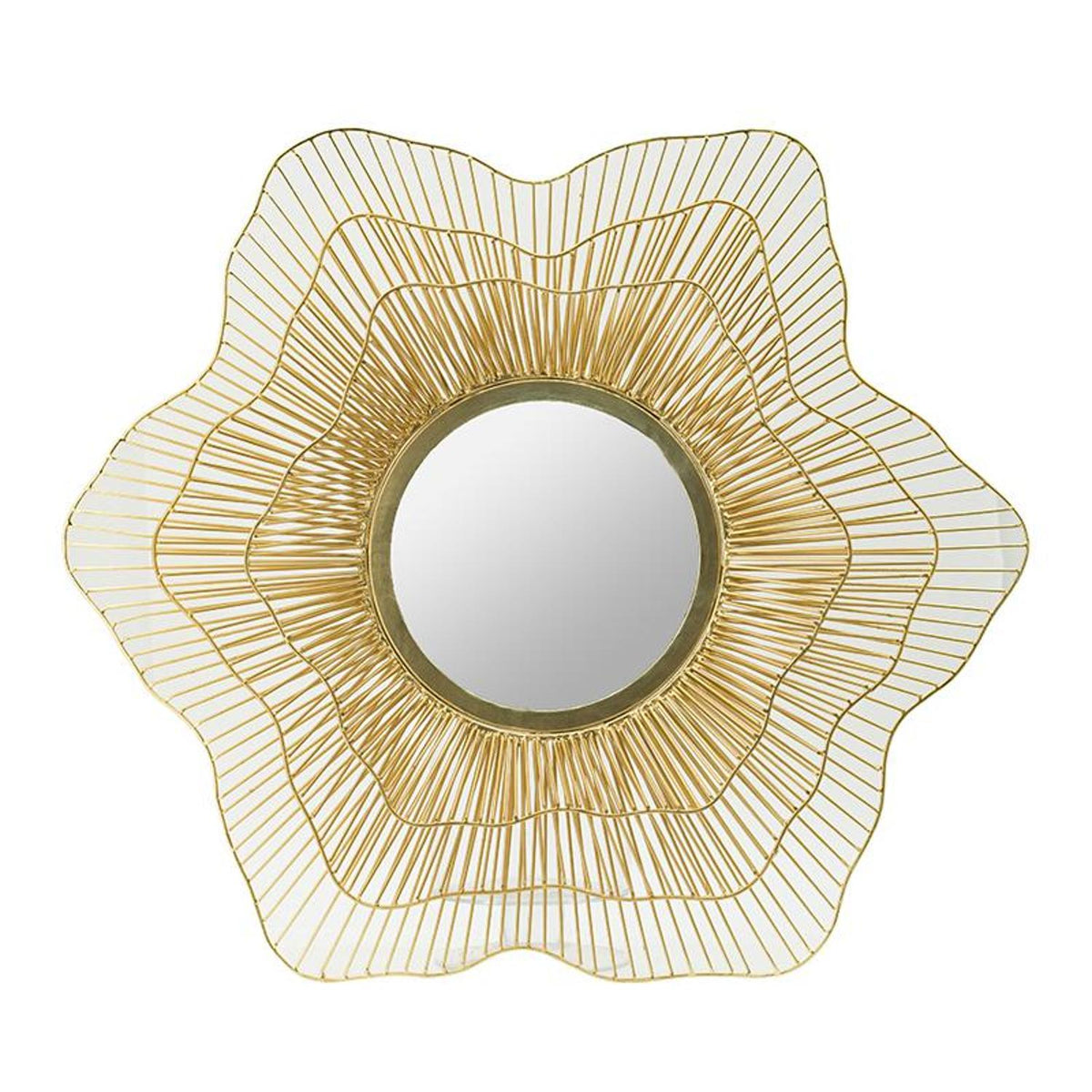 27" Gold Floral Sunburst Iron Framed Accent Mirror
