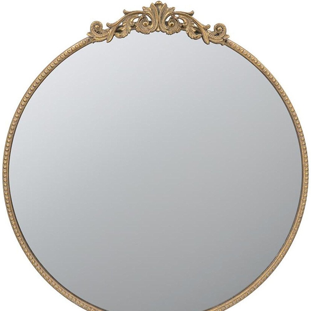 32" Gold Iron Crowned Top Framed Accent Mirror