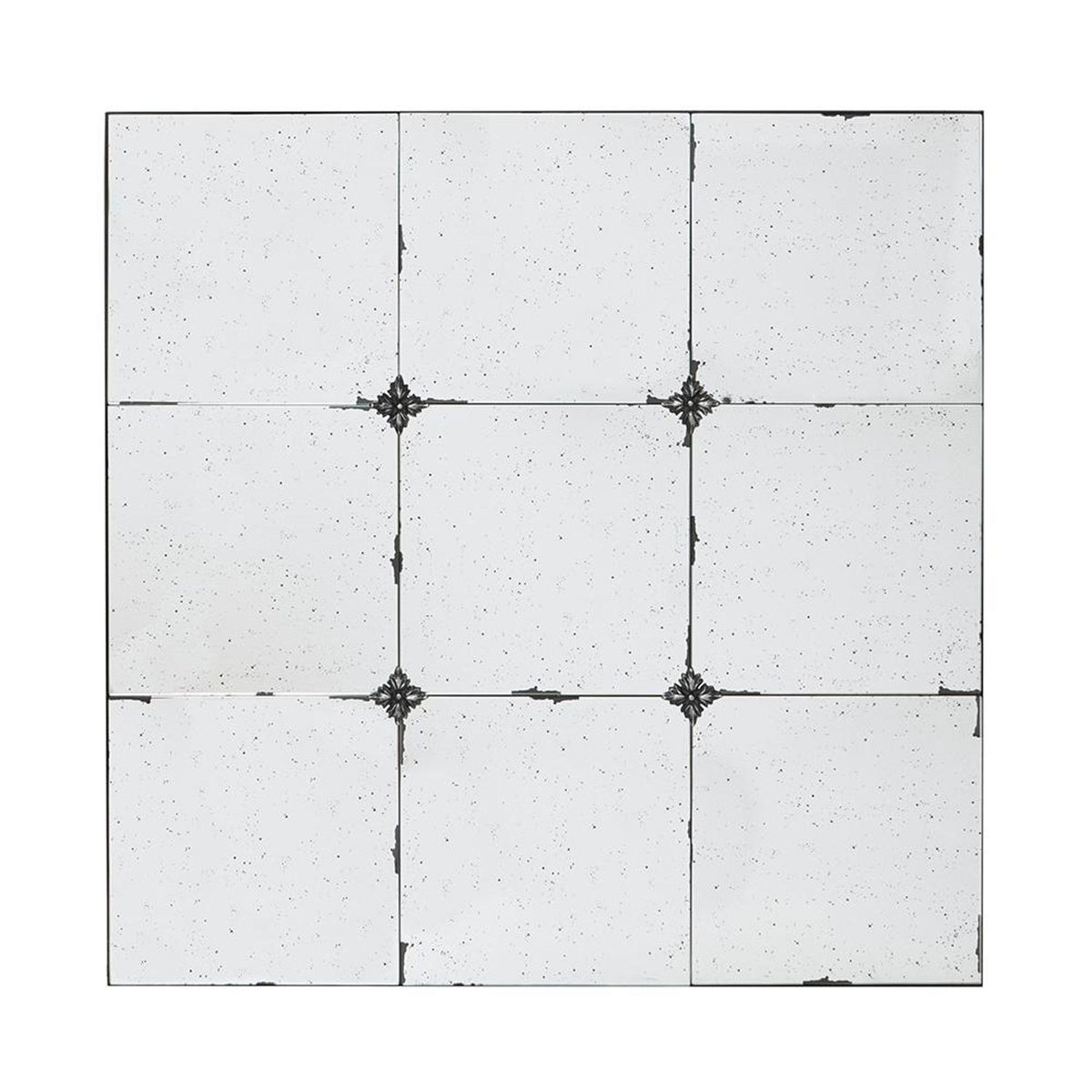 36" Black Square Iron Framed Antiqued Glass Accent Mirror
