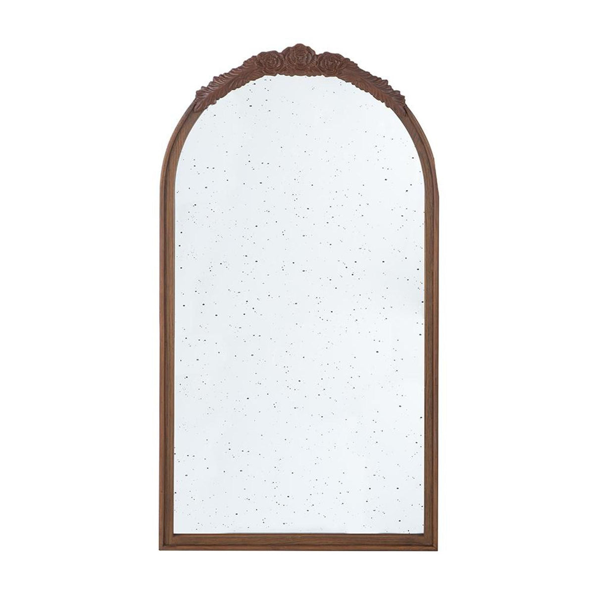 42" Brown Crowned Top Antiqued Glass Arch Framed Accent Mirror