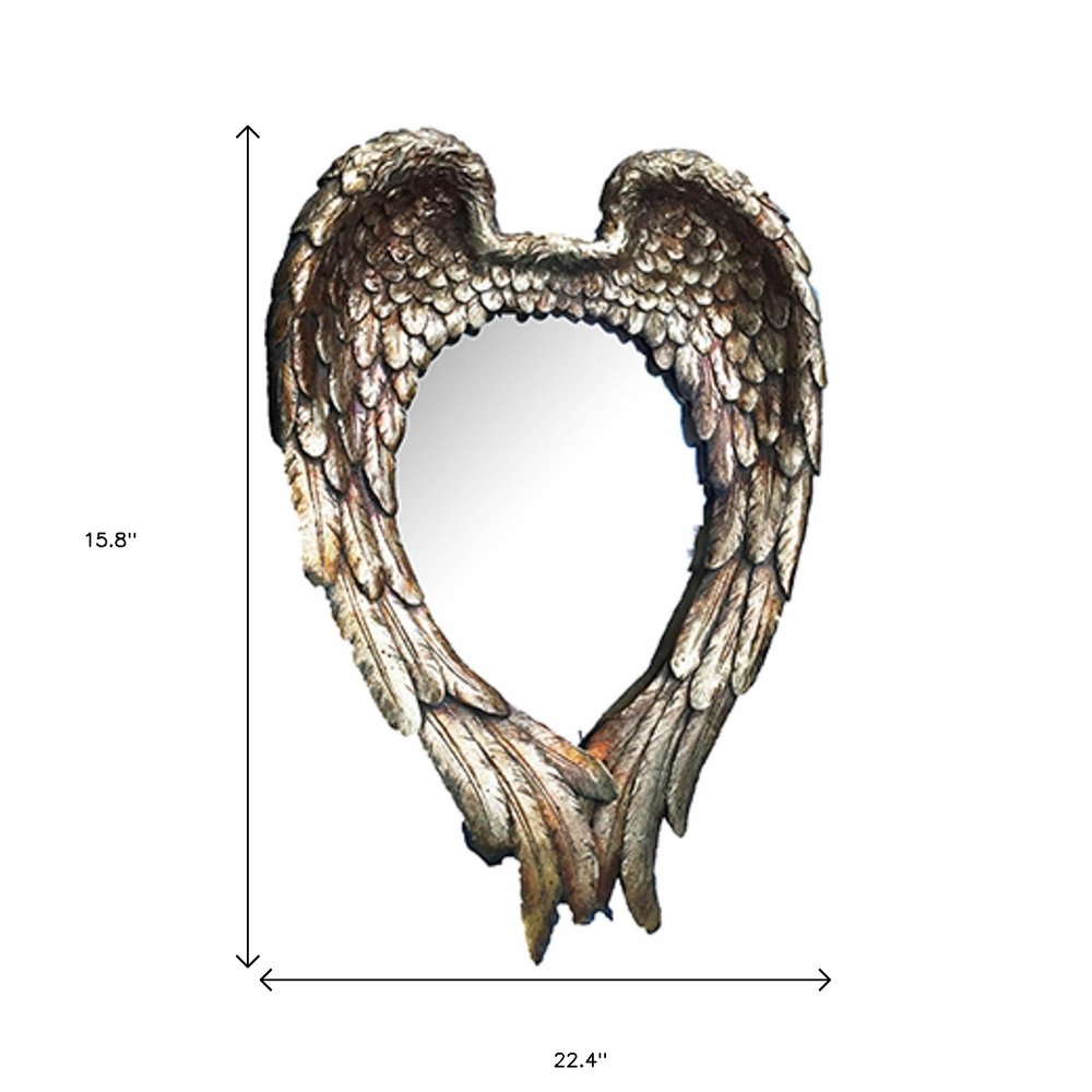 22" Antiqued Gold Heart Resin Framed Accent Mirror