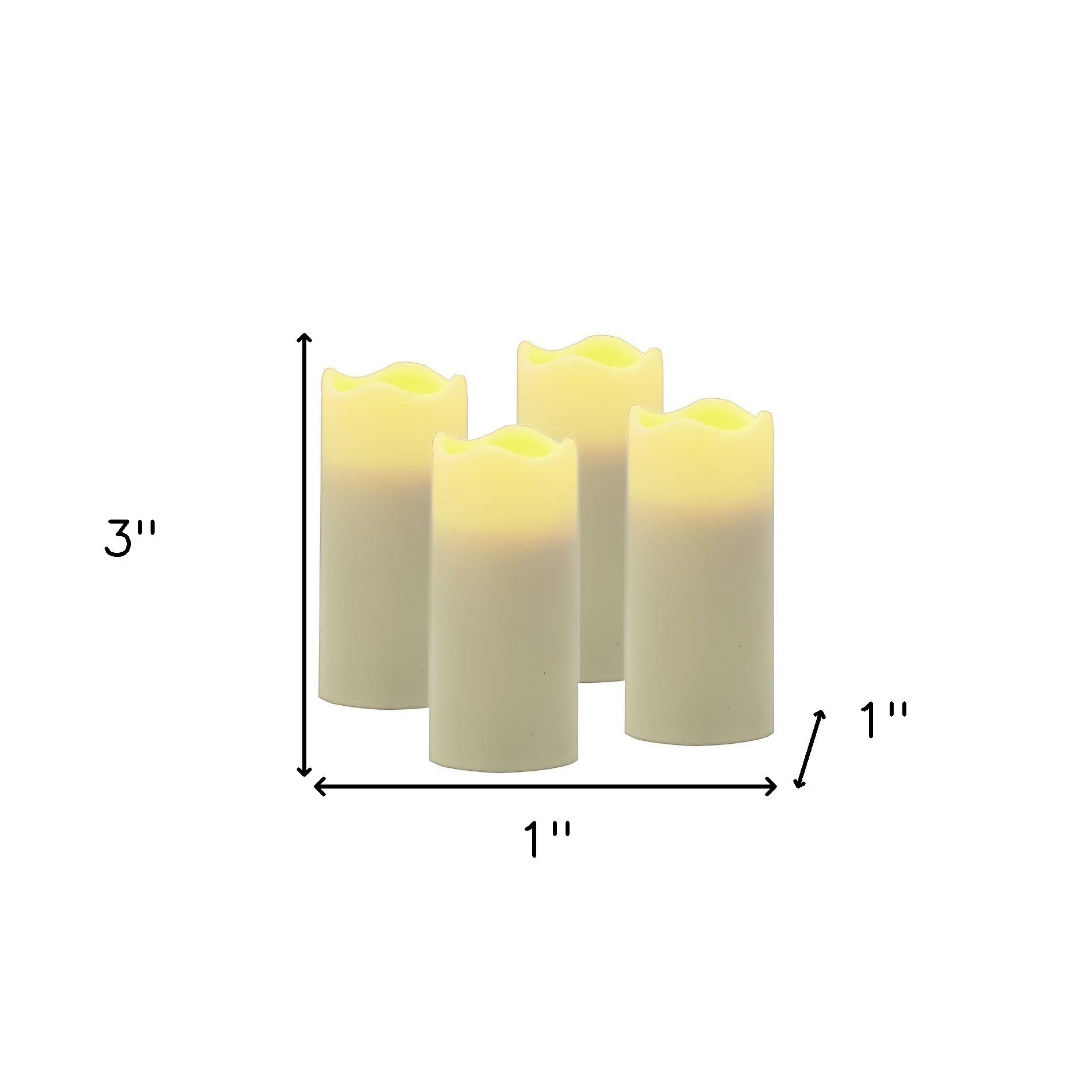 Set of Four Ivory Flameless Pillar Candles