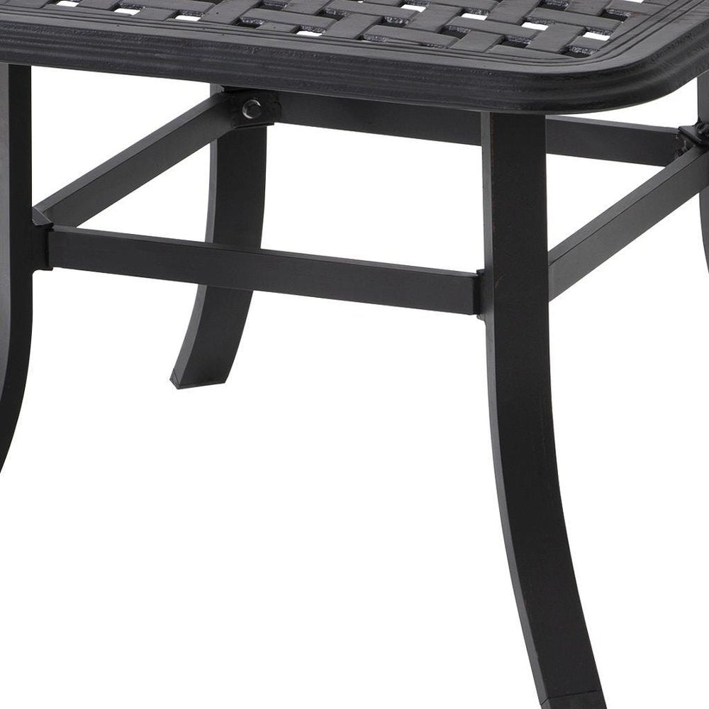 24" Black Square Metal Outdoor Bistro Table with Umbrella Hole
