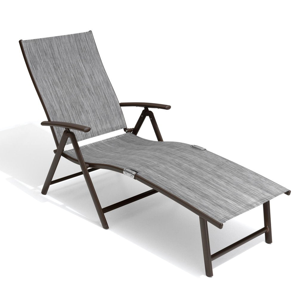 45" Gray Aluminum Six Position Adjustable Outdoor Chaise Lounge