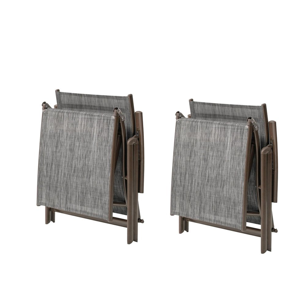 Set of Two Gray Aluminum Six Position Adjustable Outdoor Chaise Lounges