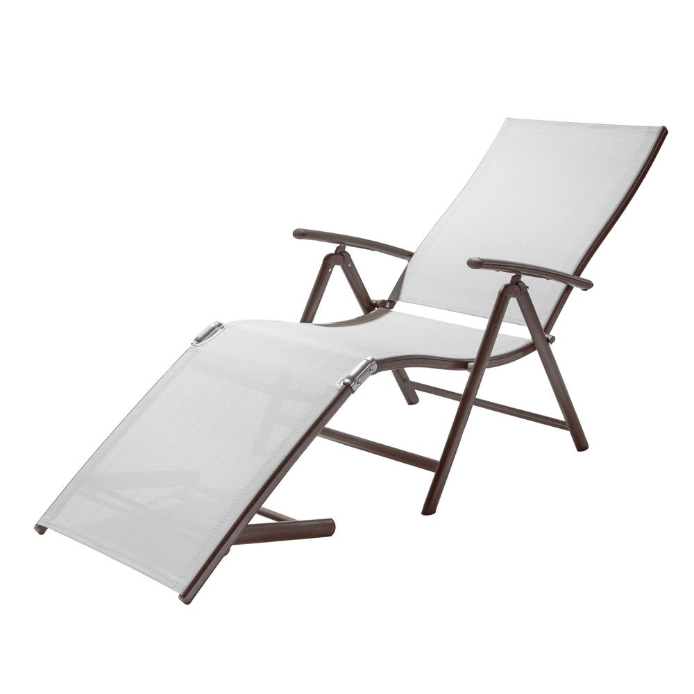 Set of Two Light Gray Aluminum Outdoor Folding Chaise Lounges