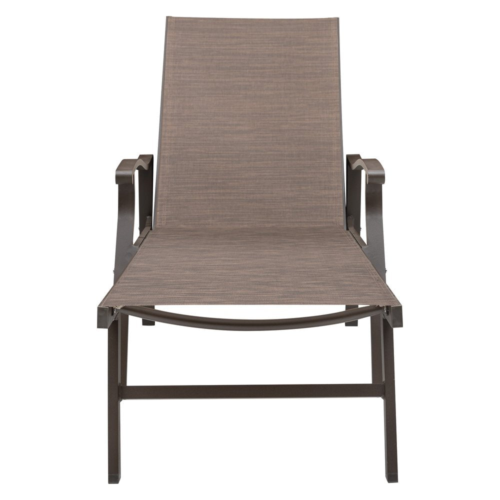 44" Brown Aluminum Six Position Adjustable Outdoor Chaise Lounge