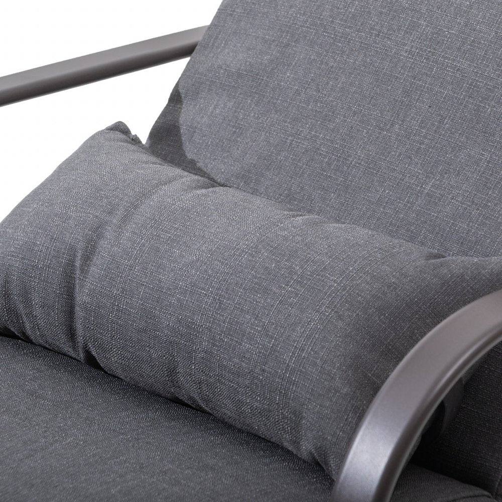 40" Dark Gray Aluminum Six Position Adjustable Outdoor Chaise Lounge with Gray Cushion
