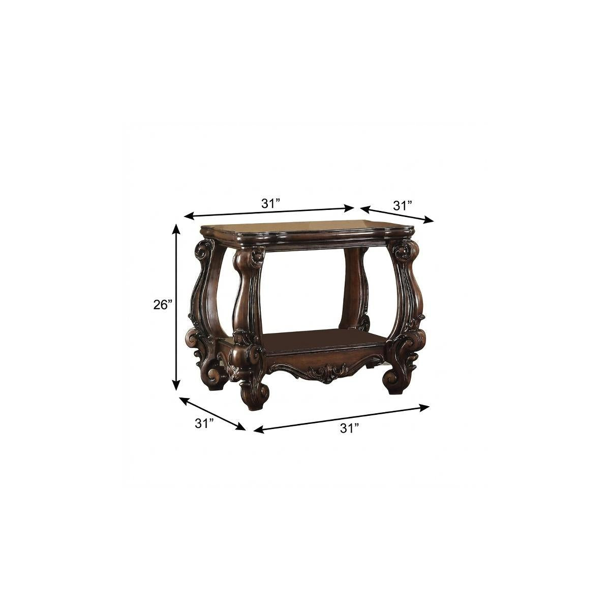 26" Cherry Oak Manufactured Wood Square End Table With Shelf