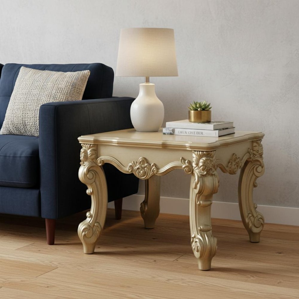 26" Gold Patina Manufactured Wood Square End Table