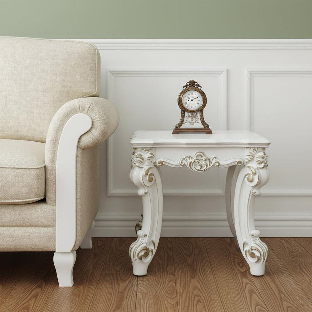 26" Antique Pearl Manufactured Wood Square End Table