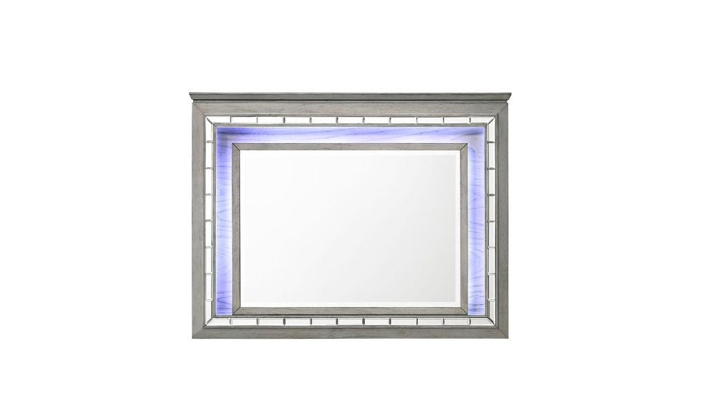 37" Light Gray Oak Lighted Dresser Mirror