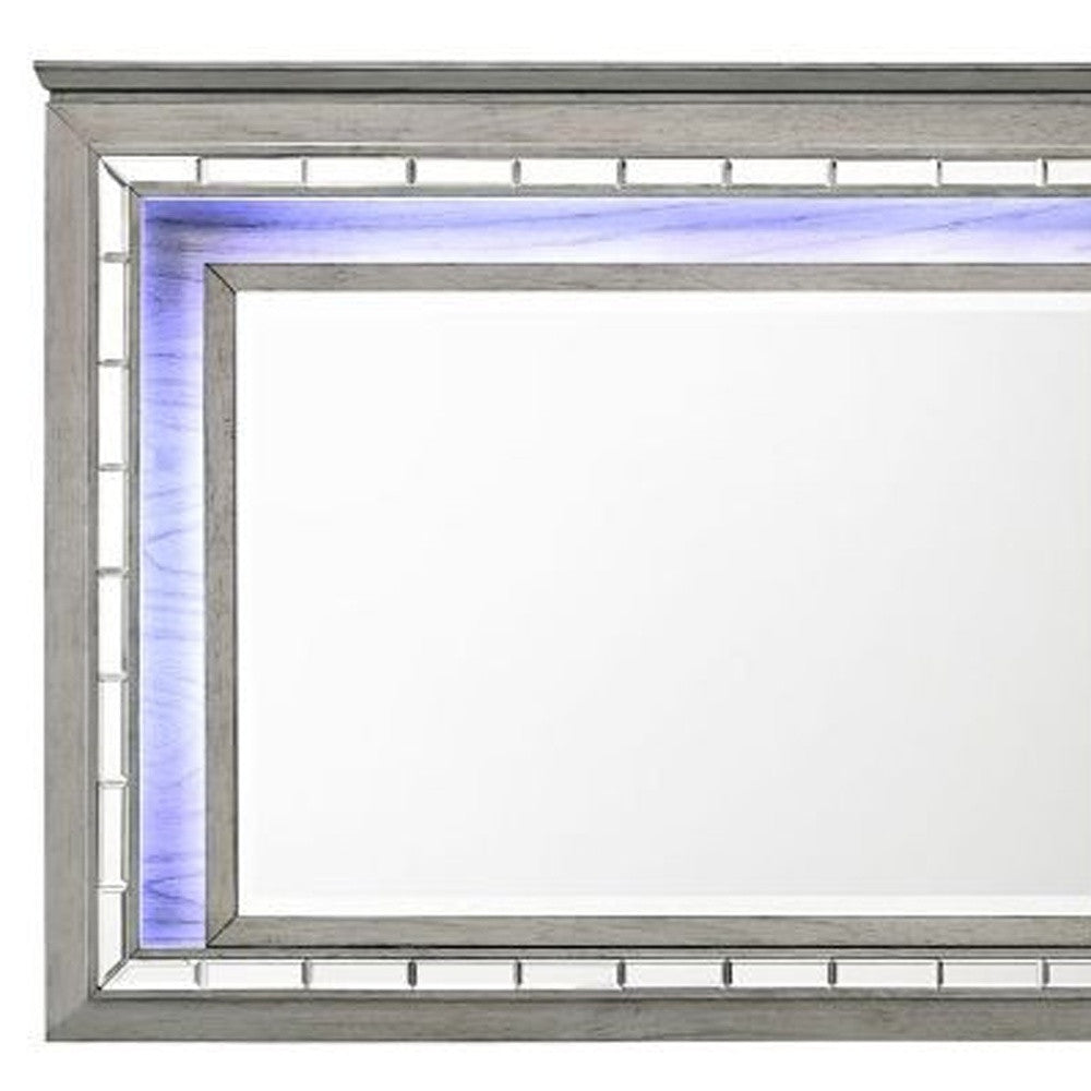 37" Light Gray Oak Lighted Dresser Mirror