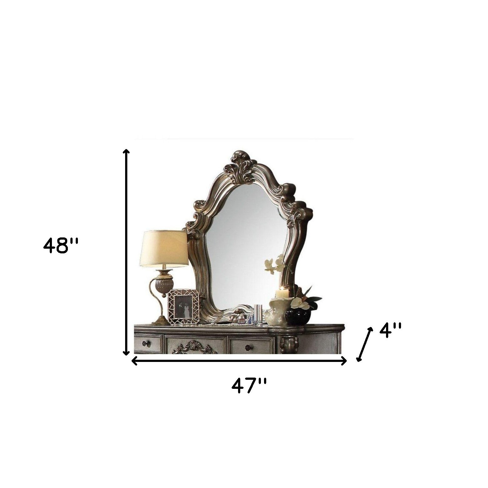 47" Antique Platinum Irregular Dresser Mirror