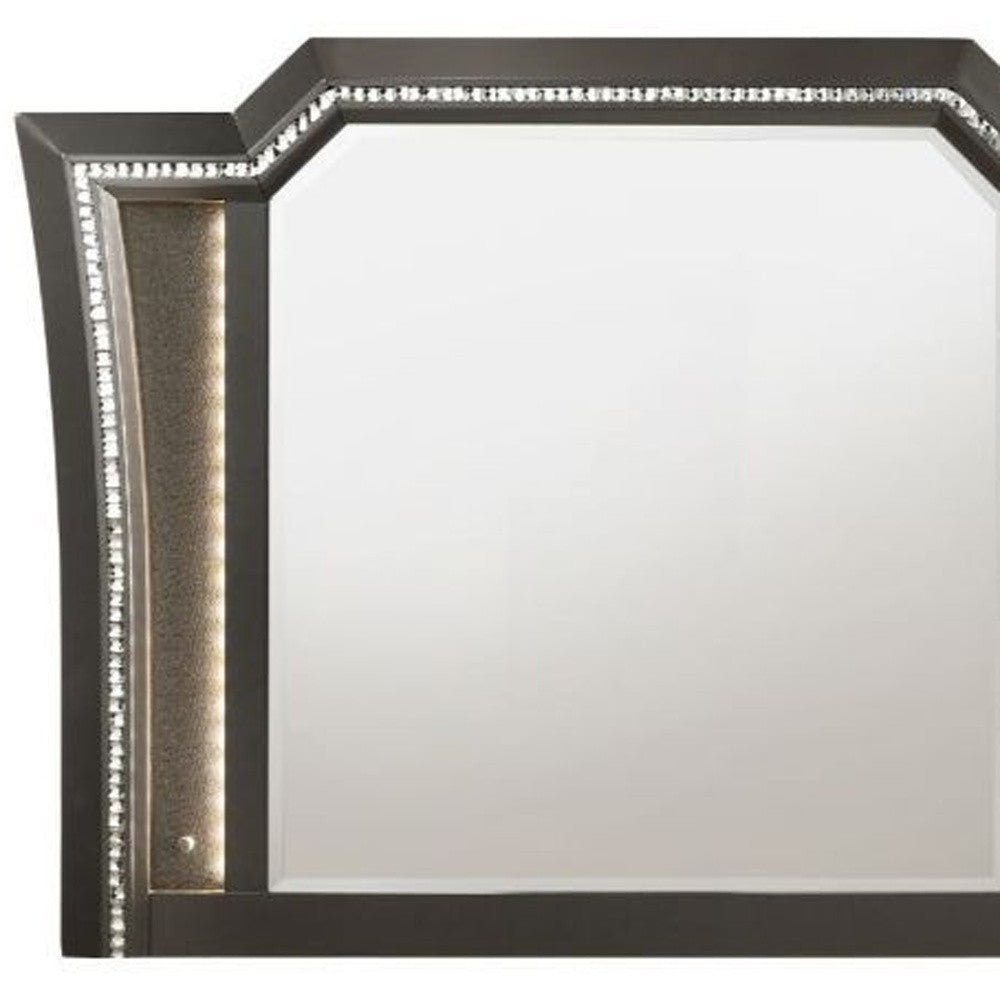 38" Metallic Gray Lighted Dresser Mirror